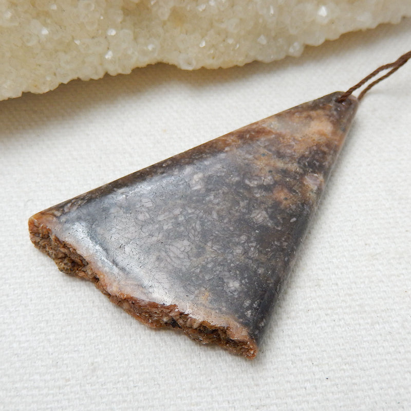 Natural Stone Argentina Rhodochrosite Drilled Gemstone Pendant Bead, 60x35x6mm, 22.4g - MyGemGarden