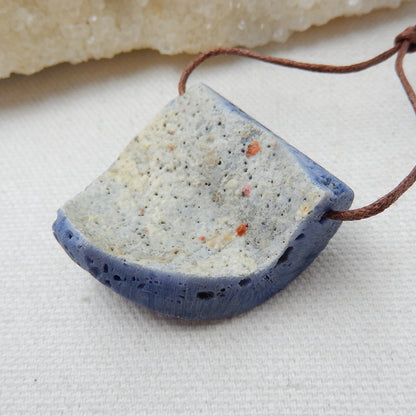 New, Blue Fossil Coral Gemstone Pendant, Nugget Pendant, 35x34x11mm, 18.3g - MyGemGarden