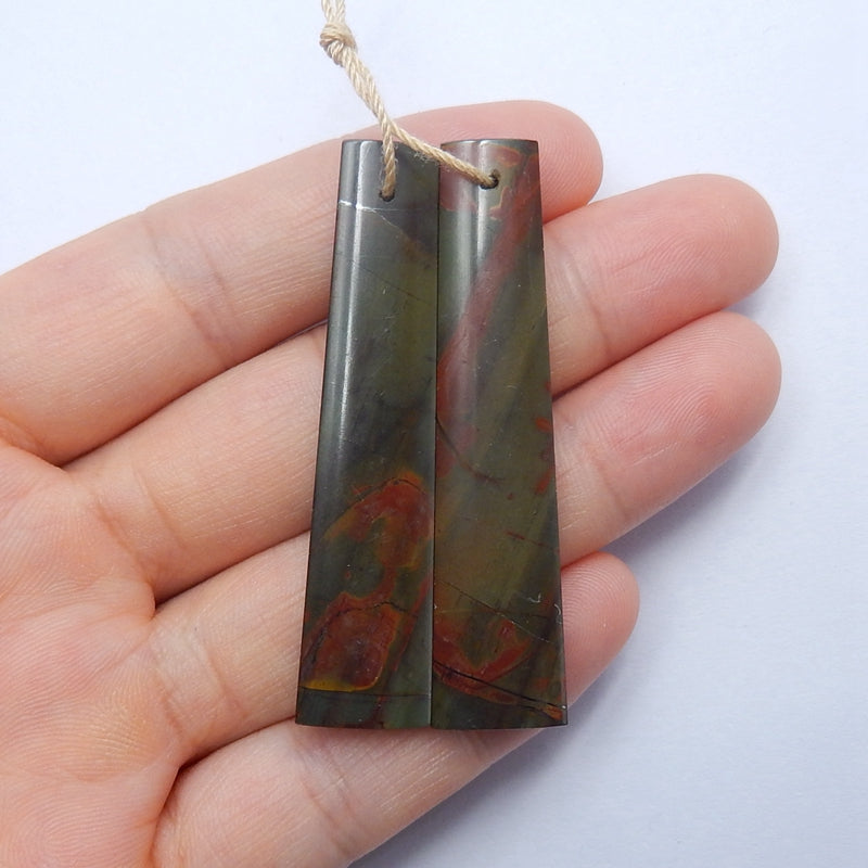 Natural Multi-Color Picasso jasper Long trapezoid Earrings Pair, 52x12x4mm, 10.8g - MyGemGarden