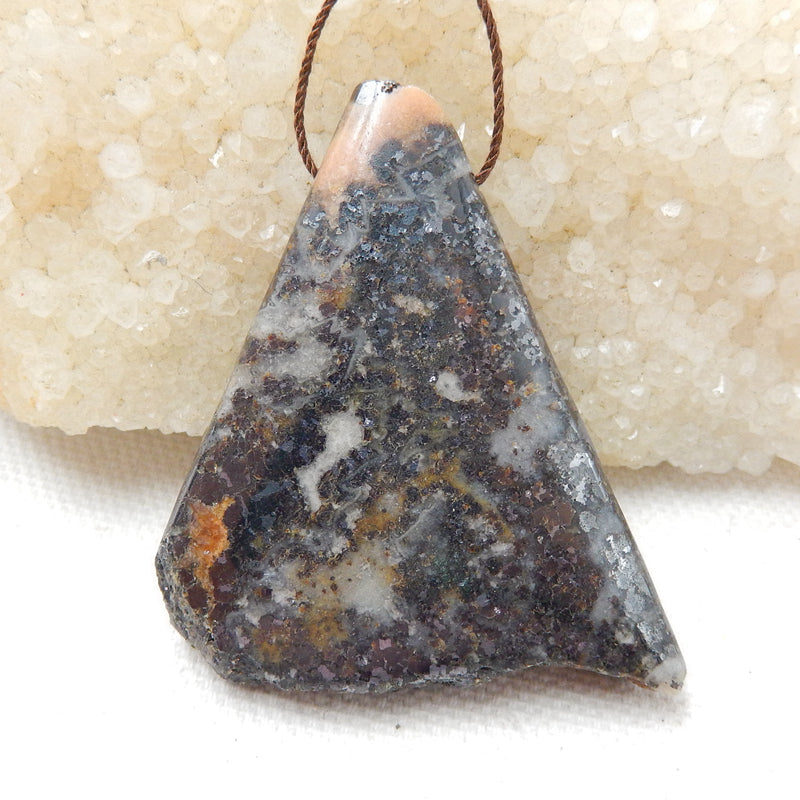 Natural Stone Argentina Rhodochrosite Drilled Gemstone Pendant Bead, 54x37x9mm, 29.7g - MyGemGarden