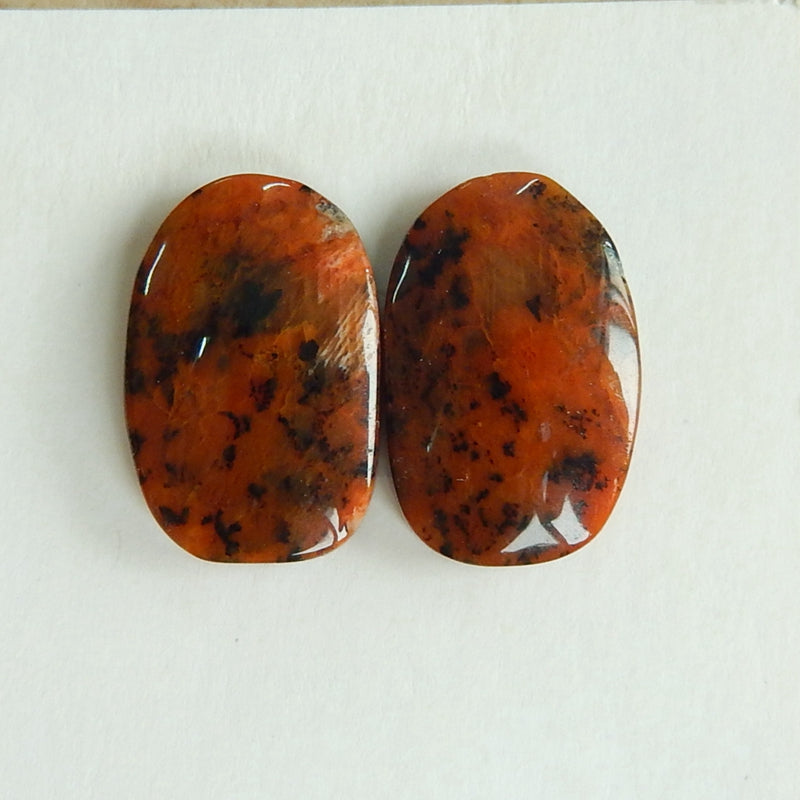 Natural petrified wood  Gemstone Cabochon Pair, 18x12x4mm, 3.3g - MyGemGarden