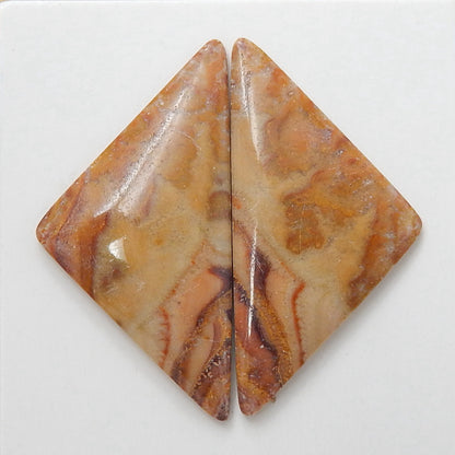 Natural Us Biggs jasper Triangle Gemstone Cabochon Pair, 32x16x3mm, 3.4g - MyGemGarden