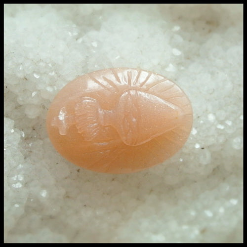 Carved Sunstone Gemstone Cabochon, 25x18x6mm, 3.6g - MyGemGarden