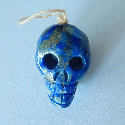 Natural Lapis Lazuli Carving Skull Pendant, 24x17x16mm, 10.3g - MyGemGarden