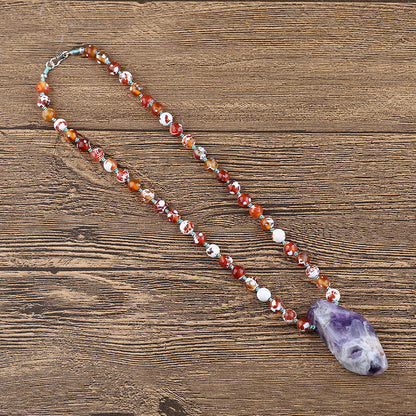 Natural Amethyst and Agate Beads for Necklaces 1 Strand, 20 inch, 74.8g