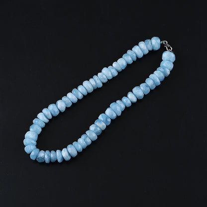 Natural Blue Aquamarine Jewelry Necklace, Faceted Gemstone Necklace, 1 Strand, 16 inch, 125g