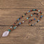 Agate Faceted Gemstone With Silver Beads Necklace, Rose Quartz Pendant, Handmade Jewelry, 1 Strand, 22 Inch, 29.5g
