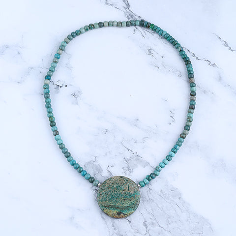 Colliers de pierres précieuses brutes, collier de colliers de pierres précieuses turquoise, collier réglable