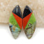 Labradorite, Red River Jasper, Obsidian, Serpentine Glued Earrings Stone Pair, 40x16x5mm, 8.9g