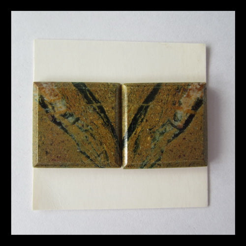 Green Opal Cabochon Pair,19x3mm,6.5g - MyGemGarden