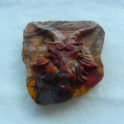 Natural Carved Multi-Color Picasso Jasper animal Cabochon, 59x57x13mm, 68.1g - MyGemGarden