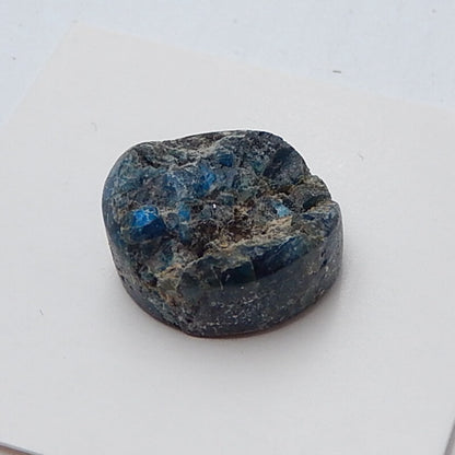 Natural Blue Apatite Crystal Gemstone 16mm round cabochon, 16x16x8mm, 3.7g - MyGemGarden