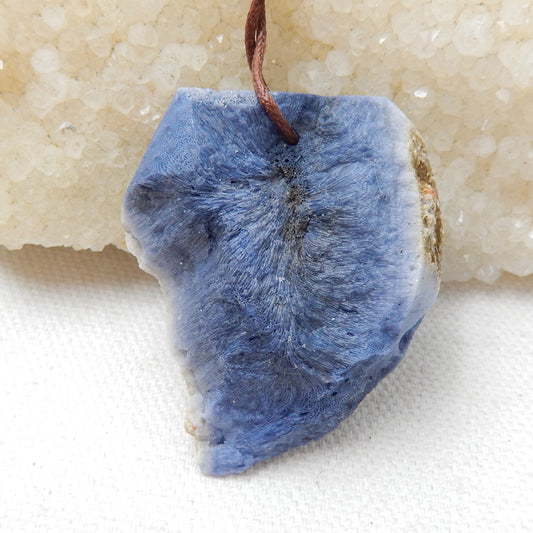 New, Blue Fossil Coral Gemstone Pendant, Nugget Pendant, 44x38x14mm, 24.2g - MyGemGarden