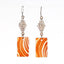 Orange stripe Agate Rectangle stone earrings Dangle earrings, 25x25x2mm, 6.1g - MyGemGarden