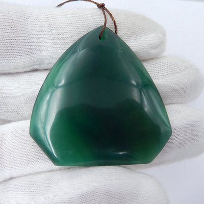 Green Agate Gemstone Natural Pendant Bead, 42x40x5mm, 12.7g - MyGemGarden