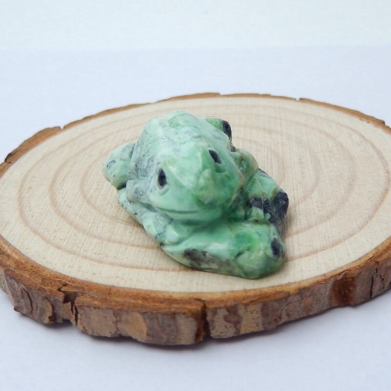 New Arrival Carved Green Turquoise frog Cabochon, Animal Gemstone Decoration, 31x21x13mm, 8.1g - MyGemGarden
