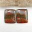 Natural Multicolor Picasso Jasper Gemstone Cabochon Pair, 30x25x5mm, 14.7g - MyGemGarden