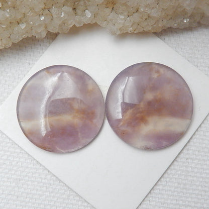 1 pair Natural Amethyst Cabochons Paired