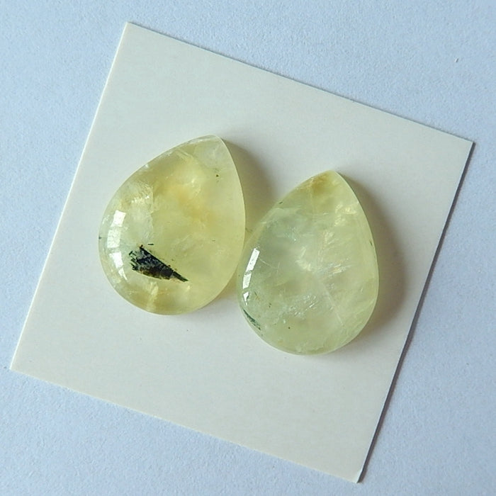 Natural Prehnite Gemstone Cabochon Pair, 20x15x5mm, 5g - MyGemGarden