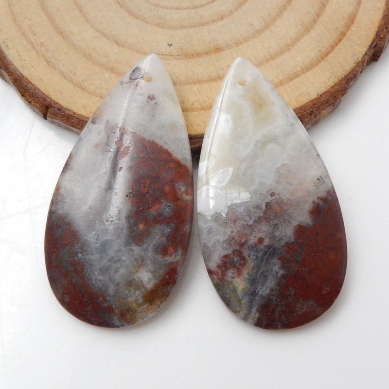 Crazy Lace Rosetta Stone Teardrop Earrings Stone Pair, stone for earrings making, 38x20x5mm, 11.3g - MyGemGarden
