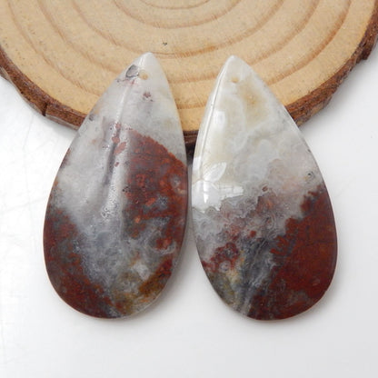 Crazy Lace Rosetta Stone Teardrop Earrings Stone Pair, stone for earrings making, 38x20x5mm, 11.3g - MyGemGarden