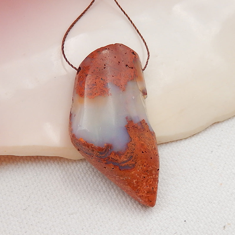 Natural Australia Red Opal Drilled Gemstone Pendant Bead, 40x21x9mm, 8.9g - MyGemGarden