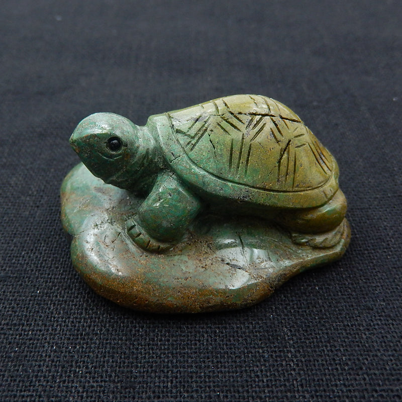 Turquoise Gemstone Turtle Carved Ornament, 46x39x24mm, 48.7g - MyGemGarden