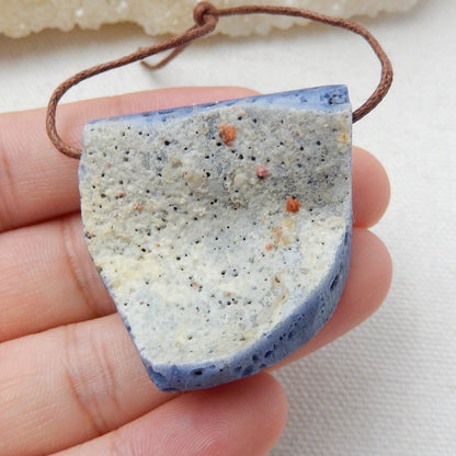 New, Blue Fossil Coral Gemstone Pendant, Nugget Pendant, 35x34x11mm, 18.3g - MyGemGarden