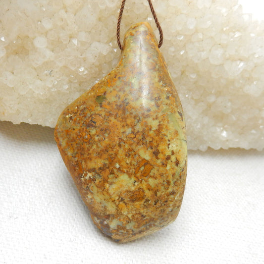 Natural Yellow Opal Gemstone Pendant, Natural Stone Jewelry, 60x36x17mm, 31.5g - MyGemGarden