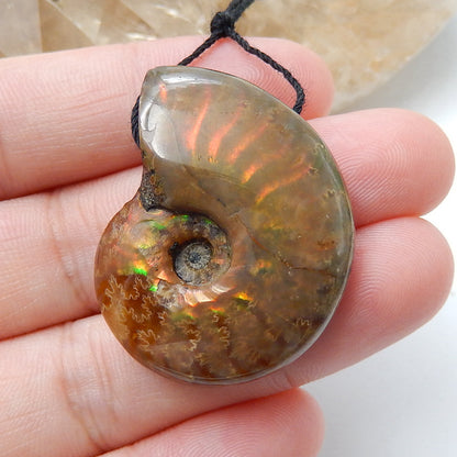 Ammonite Fossil Gemstone Pendant, Natural Stone Jewelry, 31x26x11mm, 12.7g - MyGemGarden