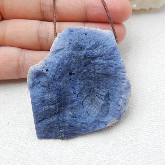New, Blue Fossil Coral Gemstone Pendant, Nugget Pendant, 58x46x18mm, 38.6g - MyGemGarden