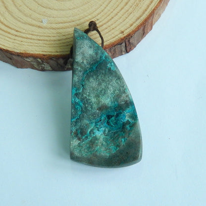 Natura Chrysocolla Gemstone Pendant Bead, 52x26x8mm, 16.6g - MyGemGarden