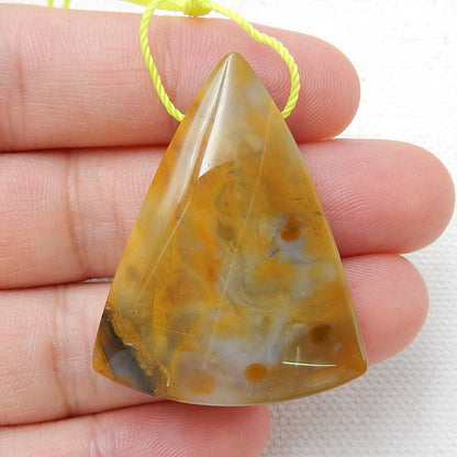 Natural Agate Drilled Gemstone Pendant Bead, 38x29x8mm, 10.8g - MyGemGarden