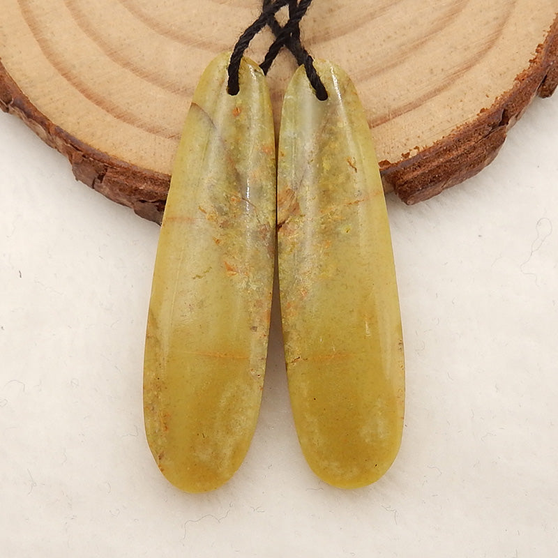 Natural Yellow Opal Earrings Stone Pair, stone for earrings making, 38x10x4mm, 5.2g