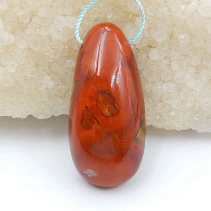 Natural Warring States Red Agate Drilled Gemstone Pendant Bead, 40x18x17mm, 12.1g - MyGemGarden