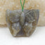 Handmade Labradorite Butterfly Pendant, Animal Carving, 37x30x8mm, 14.4g - MyGemGarden