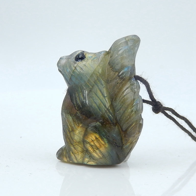 Handmade Labradorite Squirrel Pendant, Animal Pendant, 29x19x12mm, 9.1g - MyGemGarden