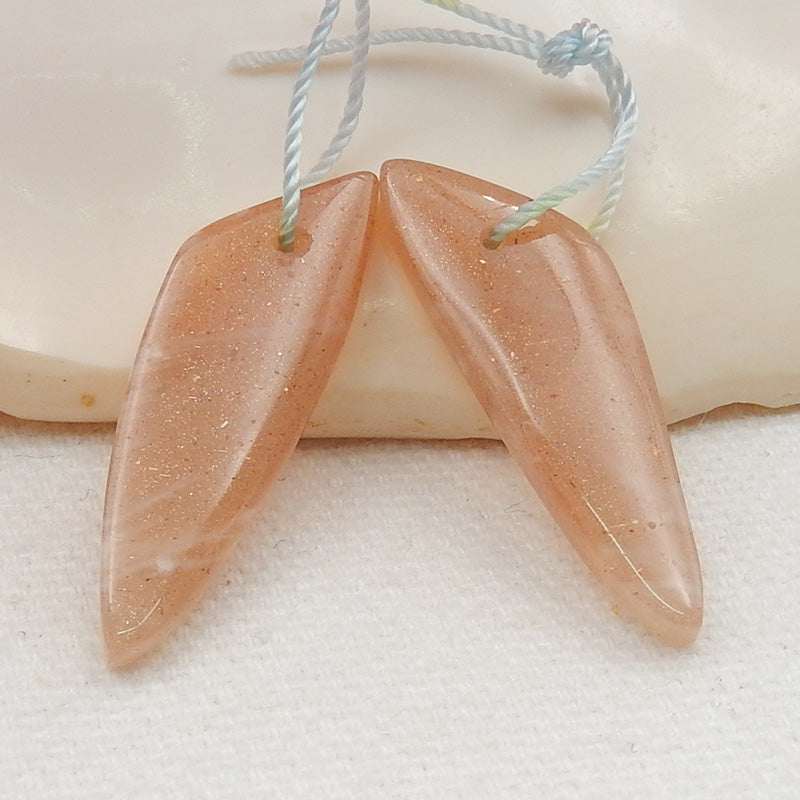 Sunstone Earrings Stone Pair, stone for earrings making, 30x10x4mm, 3.8g - MyGemGarden