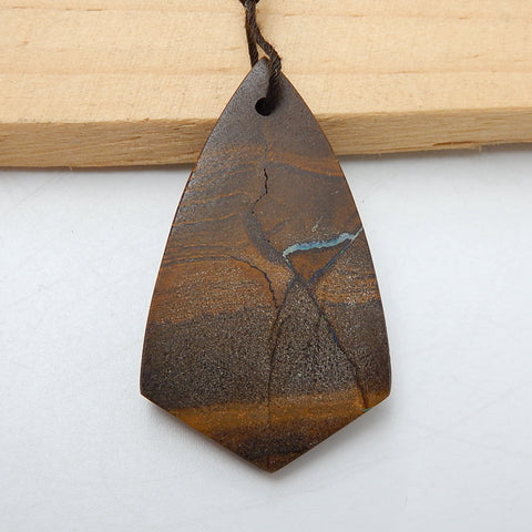 New, Natural Boulder opal Drilled Gemstone Pendant Bead, 42x25x5mm, 7.1g - MyGemGarden