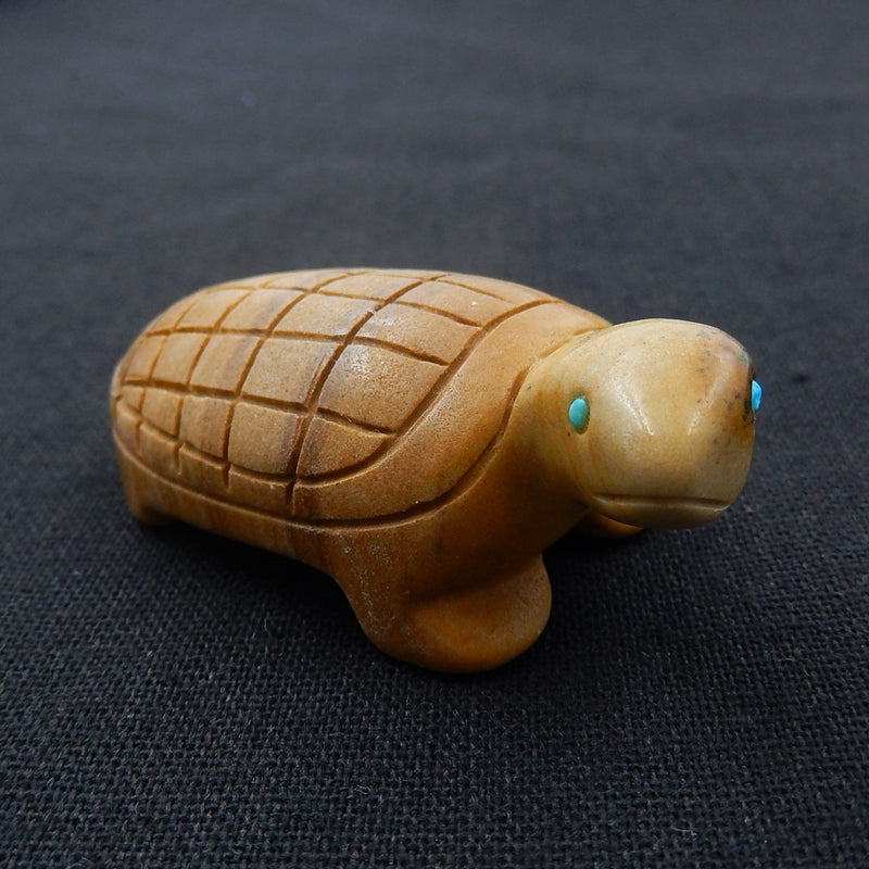 Picture Jasper Gemstone Tortoise Carved Ornament, 60x30x20mm, 46g - MyGemGarden