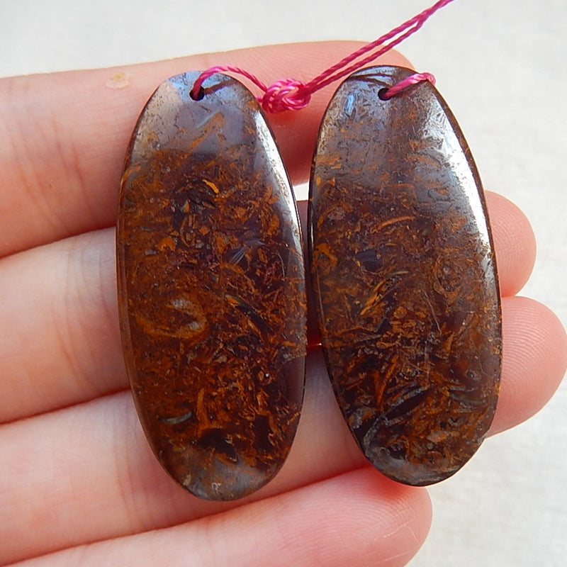 Natural Boulder Opal Drilled Earrings Pair 39x17x4mm,11.0g - MyGemGarden