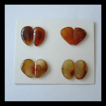8 pcs Red Agate Cabochon Pair 16x11x3mm,7.5g - MyGemGarden
