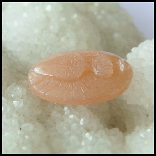 Carved Sunstone Gemstone Cabochon, 25x18x6mm, 3.6g - MyGemGarden