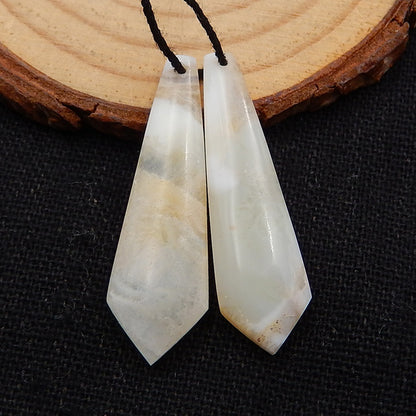 Tie-Shaped Crazy Lace Agate Earrings Stone Pair, stone for earrings making, 35x11x5mm, 4.7g