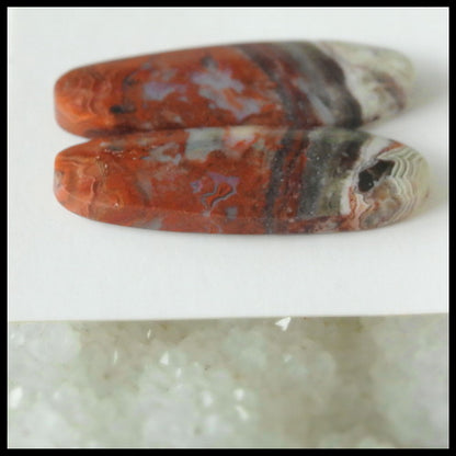 Natural Crazy Lace Agate Gemstone Cabochon Pair 30x11x4mm,5.6g - MyGemGarden
