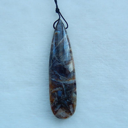Natural Bamboo Agate Drilled Pendant Bead, 58x16x10mm, 13.3g - MyGemGarden