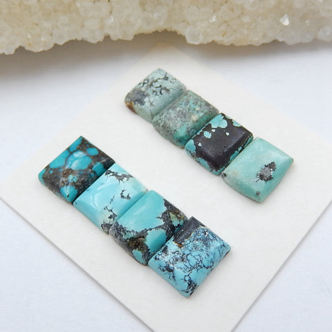 8 PCS Natural Turquoise Rectangle Flatback Gemstone Cabochon, 9x6x3mm, 3.5g - MyGemGarden