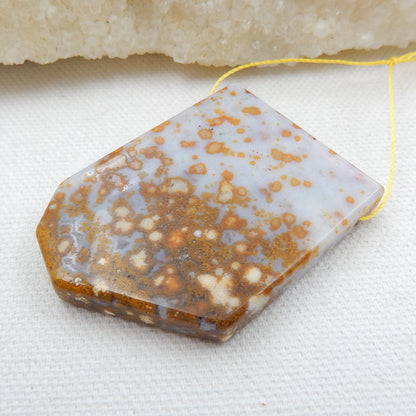 Natural Ocean Jasper Drilled Gemstone Pendant Bead, 48x35x7mm, 26.8g - MyGemGarden