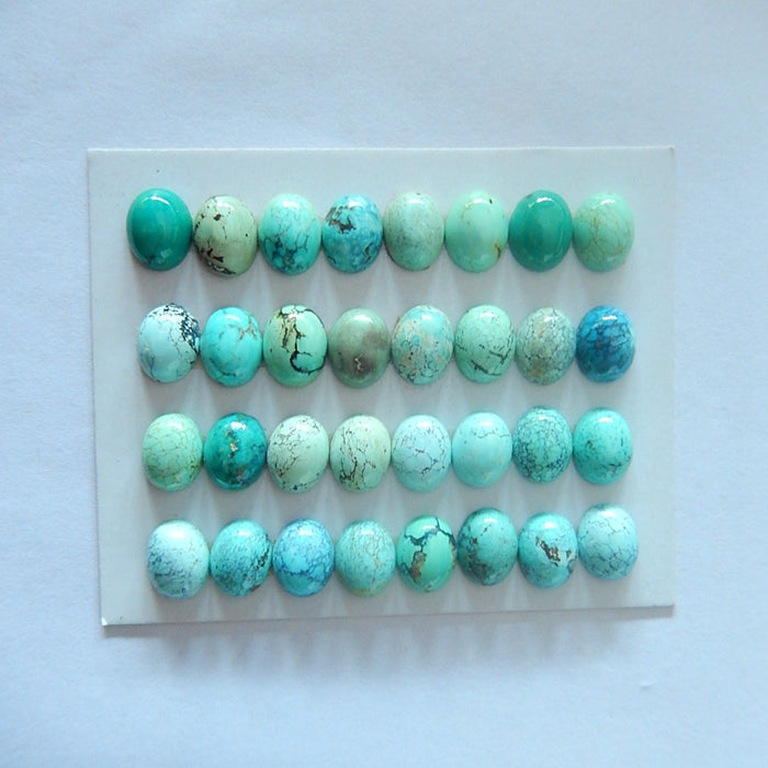 32 PCS  Precious Round Shape Turquoise Cabochons 9x7x4mm 11.3g - MyGemGarden