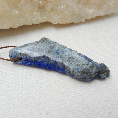 Nugget Lapis Lazuli Material Gemstone Pendant Bead, 57x19x8mm, 12.7g - MyGemGarden